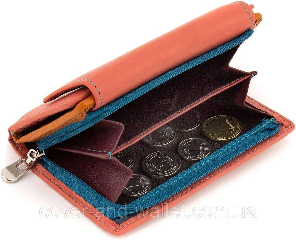 Розовый женский кошелек из натуральной кожи среднего размера с монетницей ST Leather Киев - изображение 3