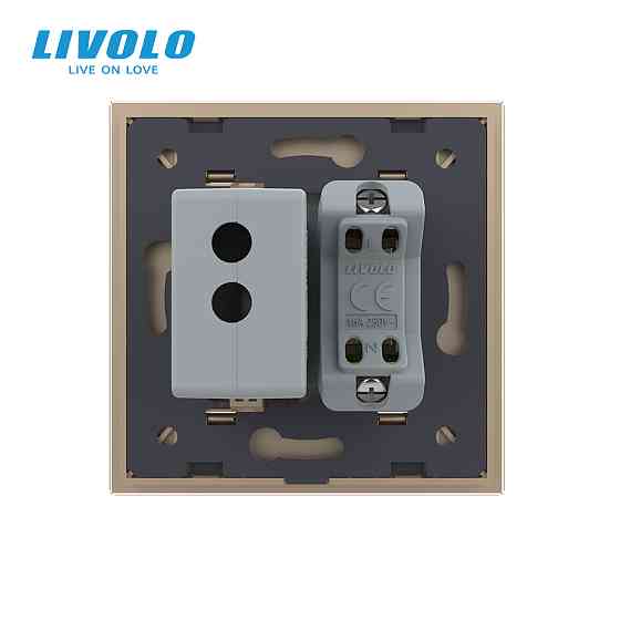 LIVOLO Розетка універсальна з USB розеткою Livolo золотий скло (VL-C7C1AUSB-13) Коломия