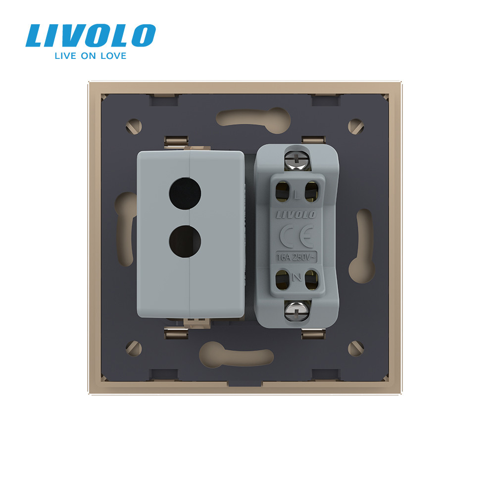 LIVOLO Розетка універсальна з USB розеткою Livolo золотий скло (VL-C7C1AUSB-13) Коломия - фото 4