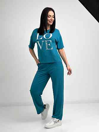 Літній костюм з широкими штанами "Love story" оптом | Распродажа модели Київ