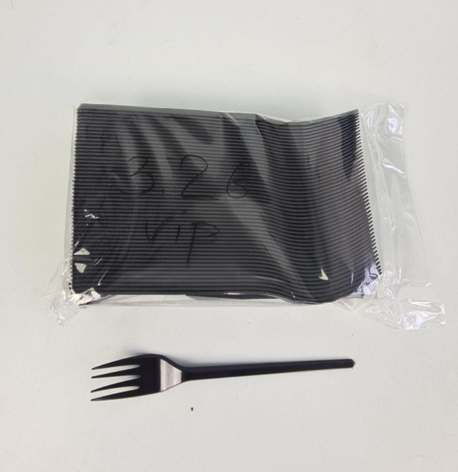 Виделка столова одноразова пластикова 3,2 г VIP Чорна (100 шт.) (100 шт.) Харків - фото 1