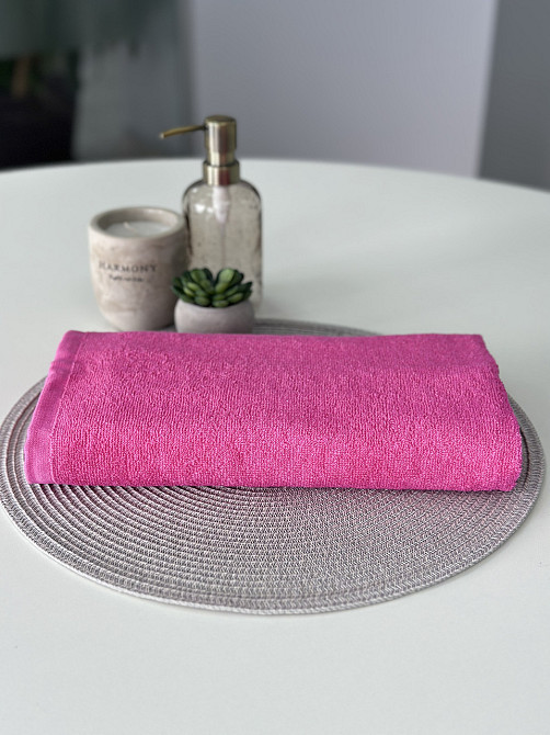 Рушник однотонний Ideal Textile 50х90 см 400 г/м2 рожевий (56860989) Чернівці - фото 2