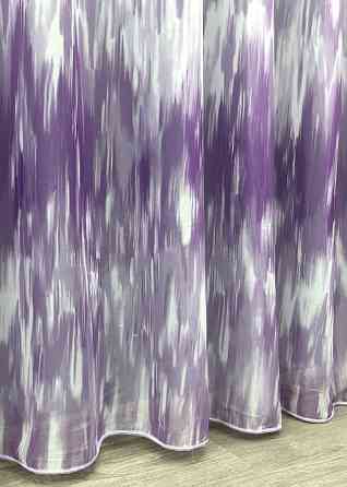 Тюль шифоновая с принтом цвет сиреневый с белым 1760т Киев
