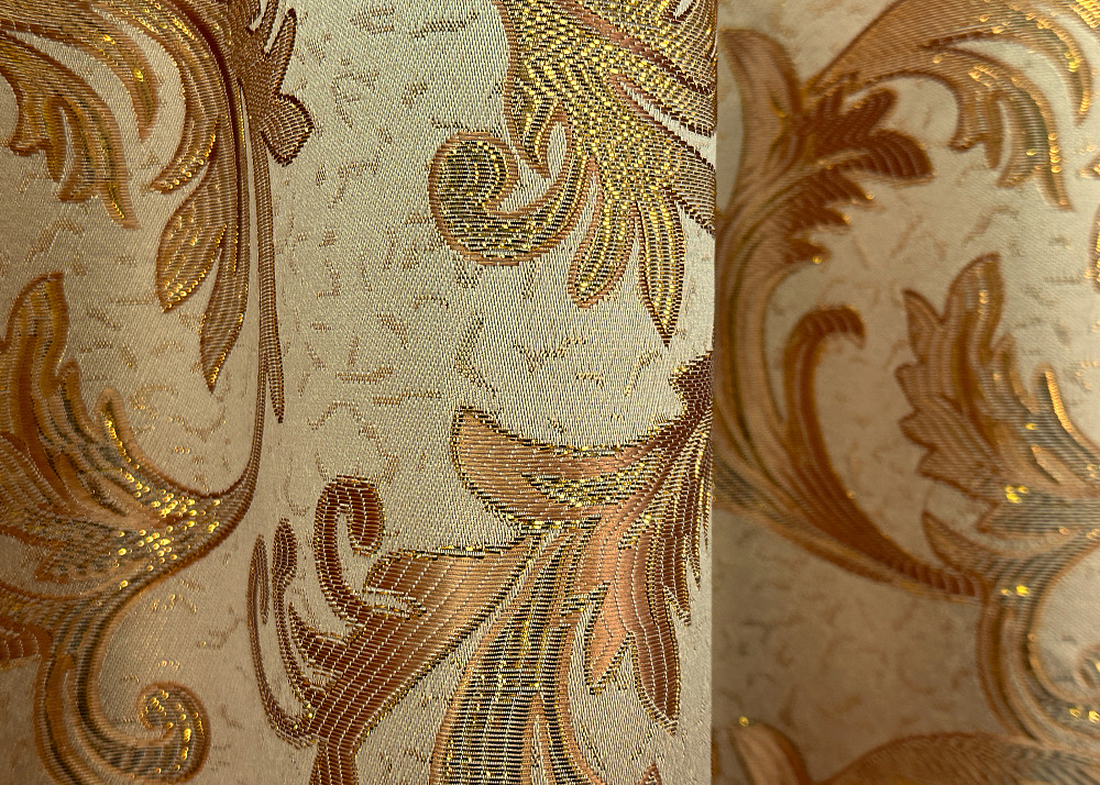 Комплект коротких штор VR-Textil Жаккард Завиток с люрексом № 1641ш Бежевый с золотистым 145х170 см 2 шт (35-0264) Киев - изображение 7
