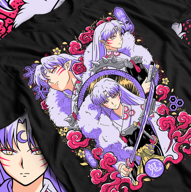 Футболка для хлопчика з аніме принтом Інуйасха Кагоме Хігурасхі Сессхомару оверсайз (зріст від 165 до 180) Чорний AnimeJ0715m Дніпро - фото 1