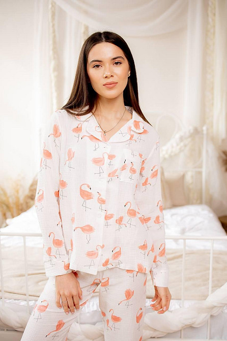 Женский комплект из натуральной ткани Фламинго, Молочный, XS-S Харьков - изображение 1