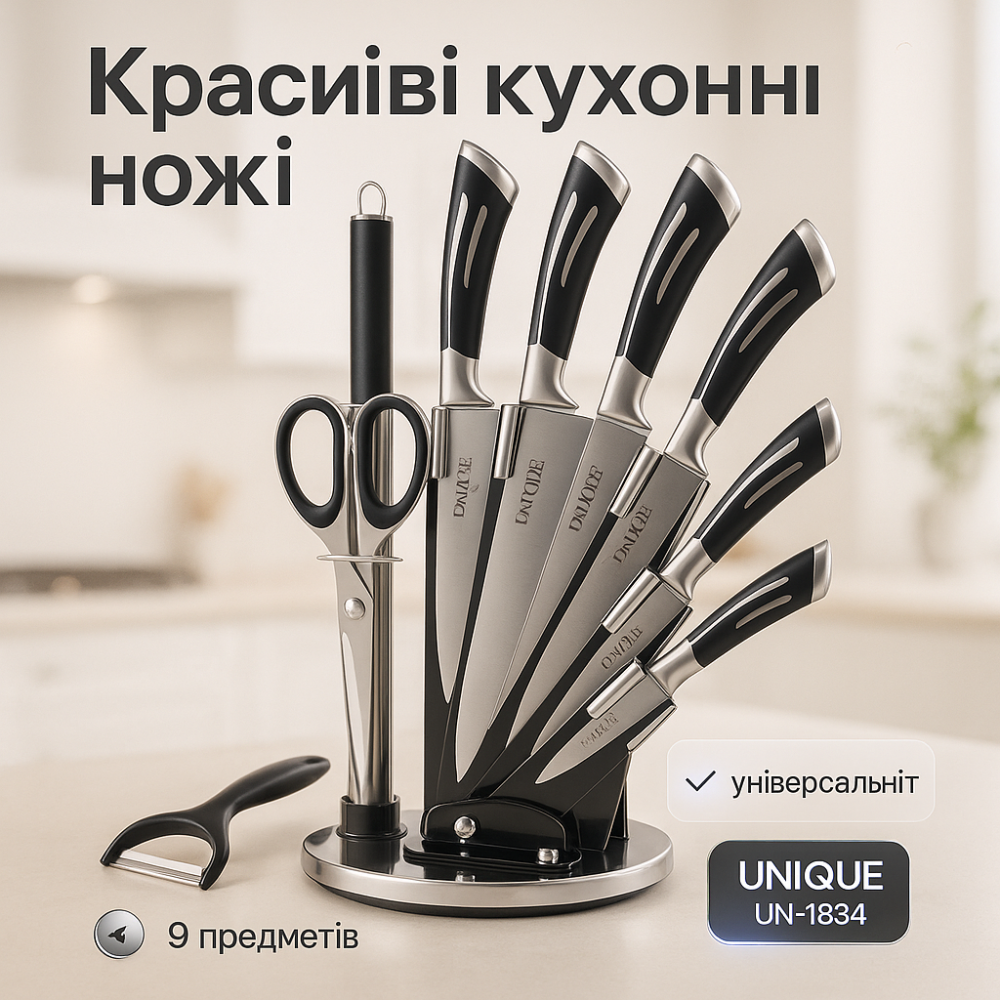 Бюджетные кухонные ножи UNIQUE UN-1834, Китайские кухонные ножи, Кухонный нож из стали нержавейки AQ-57 Львов - изображение 19