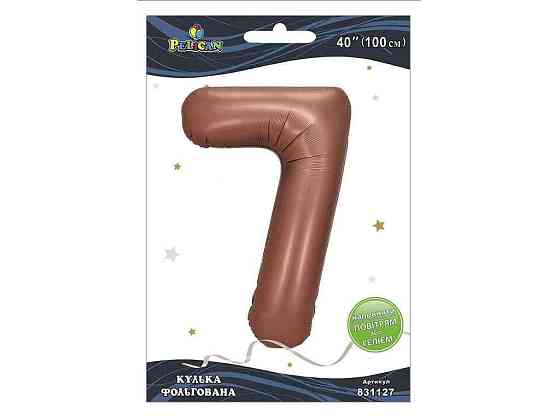 Кулька фольгована цифра 40 (100 см) 7 коричнева ТМ PELICAN Киев