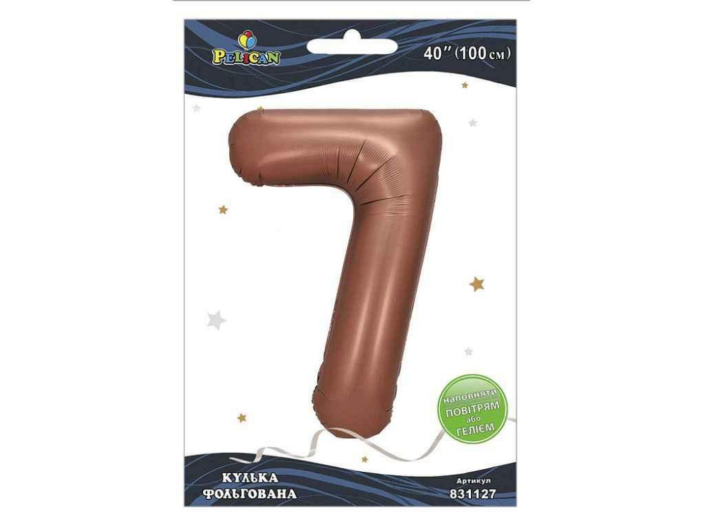 Кулька фольгована цифра 40 (100 см) 7 коричнева ТМ PELICAN Киев - изображение 1