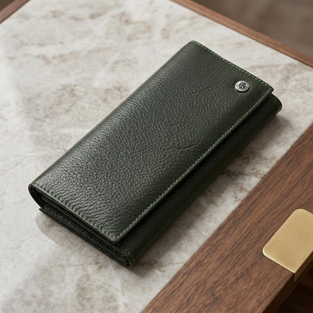 Стильный кошелек для женщин с монетницей из натуральной кожи ST Leather 23106 Зеленый Киев - изображение 11