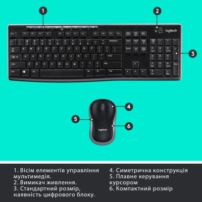 Комплект Logitech MK270 Wireless UA Black (920-004508) Вінниця - фото 11