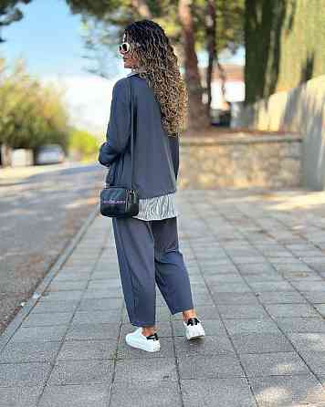 Стильний жіночий костюм двоїнка + котон. Графіт, 48/50 Одеса