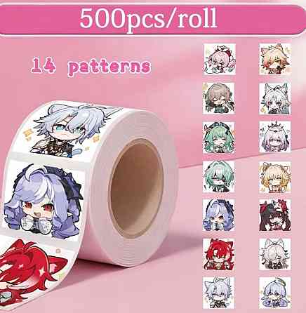 Наклейки Honkai: Star Rail у рулоні 500 шт, 14 дизайнів, чібі-персонажі, самоклейні Київ