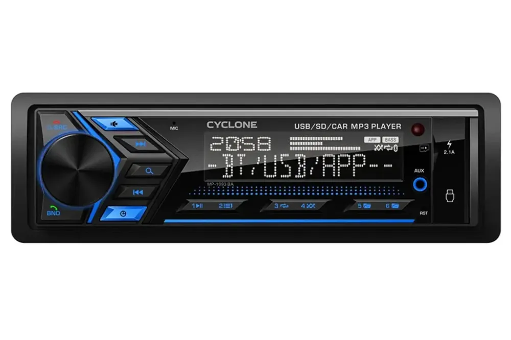 Автомагнітола Cyclone MP-1093 RGB BT/USB+USB Charge/MicroSD/ISO/доп. розєм /ПДУ/Eway Link Вінниця - фото 2