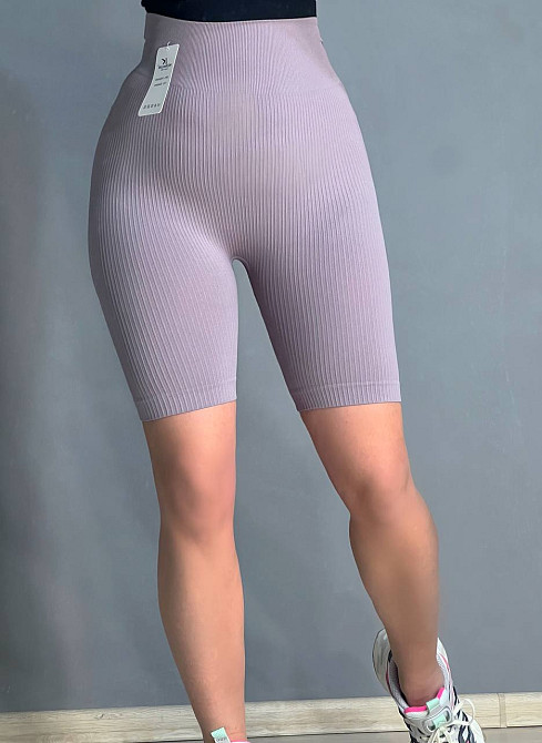 Шорти жіночі Kenalin 0412 велосипедки лосини в рубчик пуш-ап широкий пояс середня довжина one size, пудра, one size Київ - фото 10