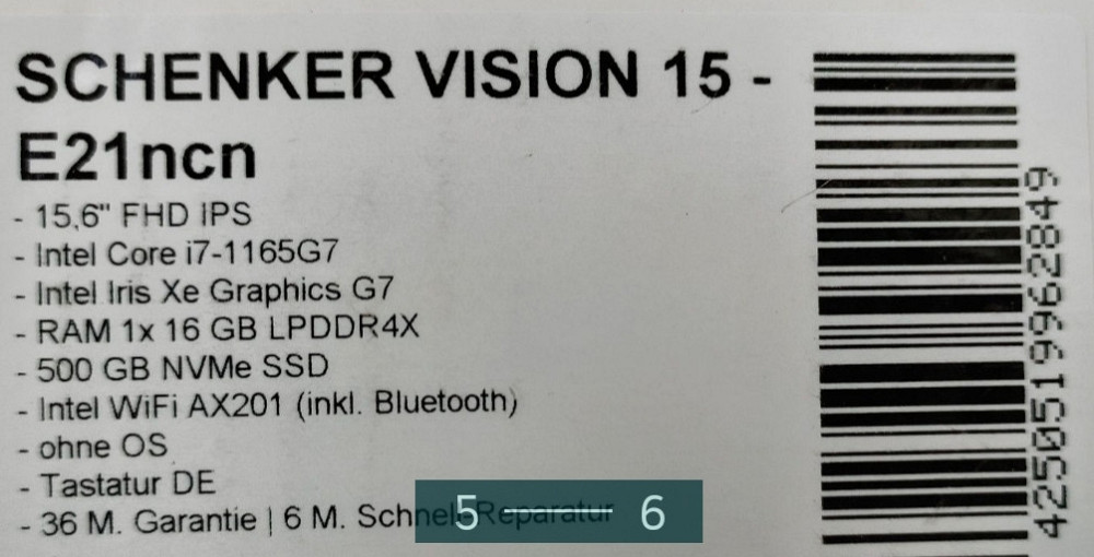 Ноутбук Schenker Vision 15 E21ncn Intel Core i7,RAM 16Gb. SSD 512Gb. Windows 10. Харків - фото 4