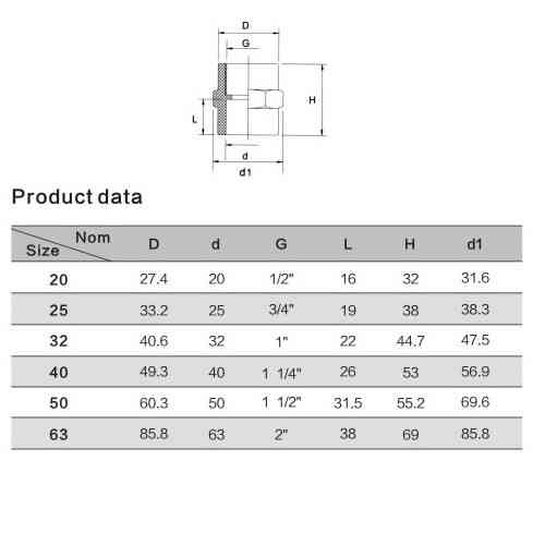 Муфта ПВХ Aquaviva з внутр. різьбою, d32х1" Київ