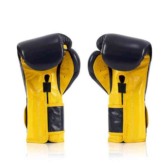 Боксерські рукавиці Fairtex BGV9 Mexican Blue/Yellow 12 унцій (бинти в комплекті) Каменское