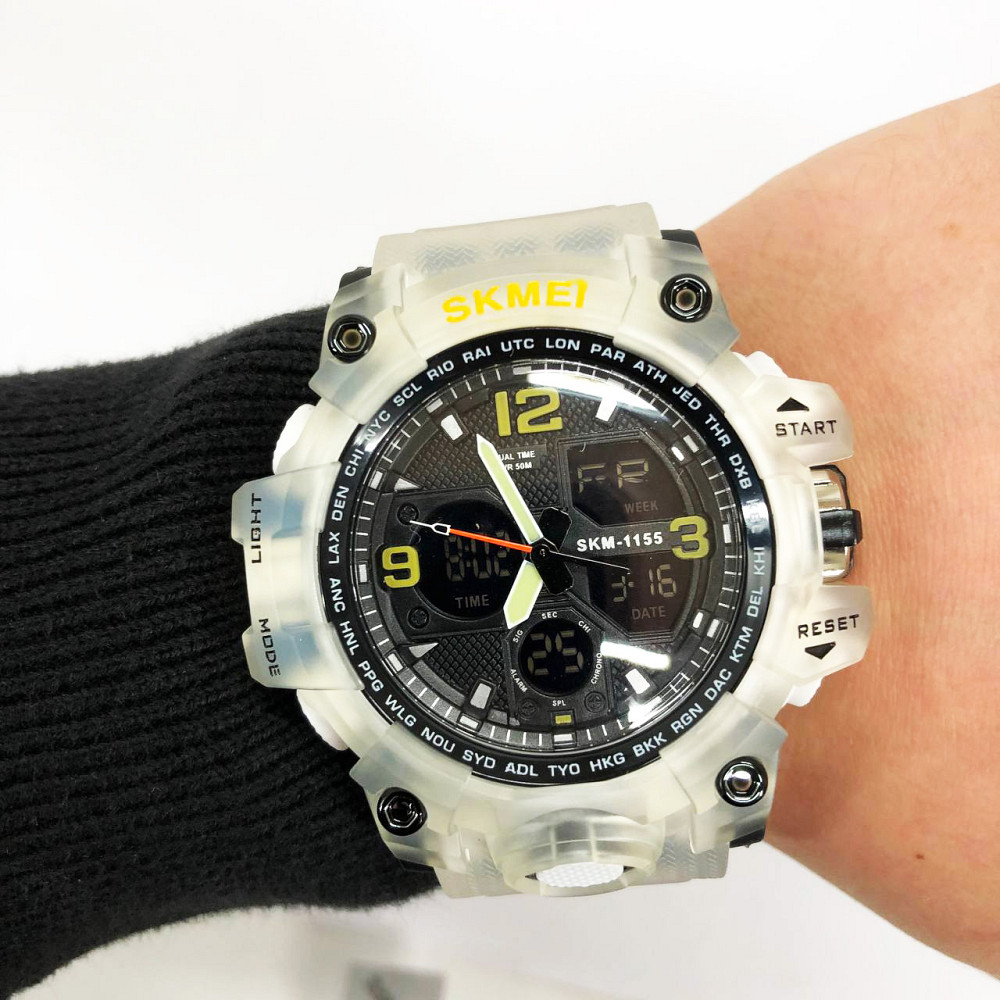Армейские часы с водонепроницаемостью SKMEI 1155BWT, Мужские спортивные часы с гарантией NV-74 Львов - изображение 8