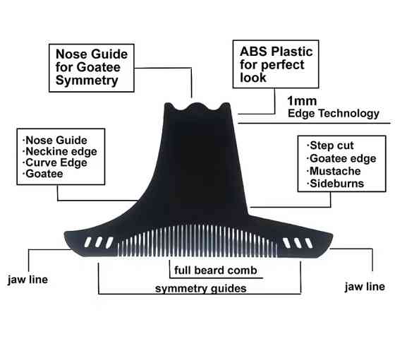 Шаблон для бороды, трафарет для бороды и усов, стайлер, триммер для бороды, чорный Киев