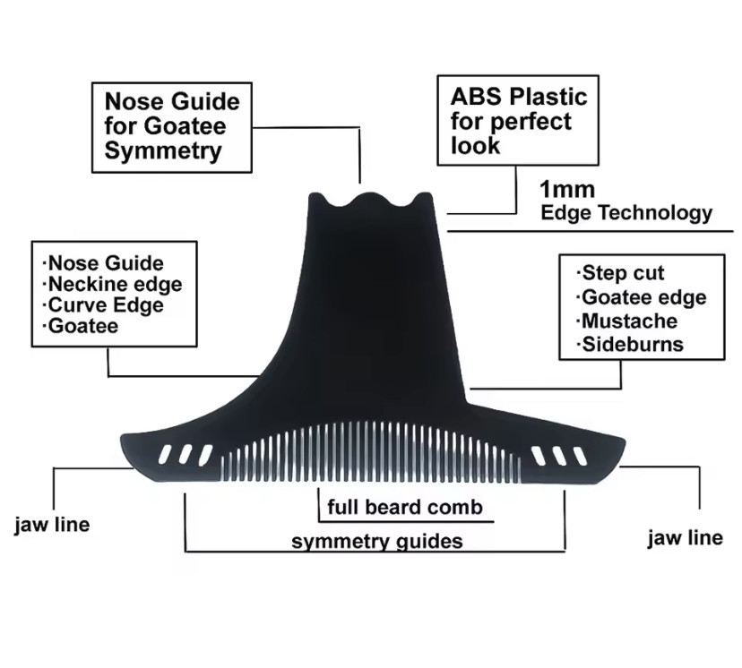 Шаблон для бороды, трафарет для бороды и усов, стайлер, триммер для бороды, чорный Киев - изображение 5