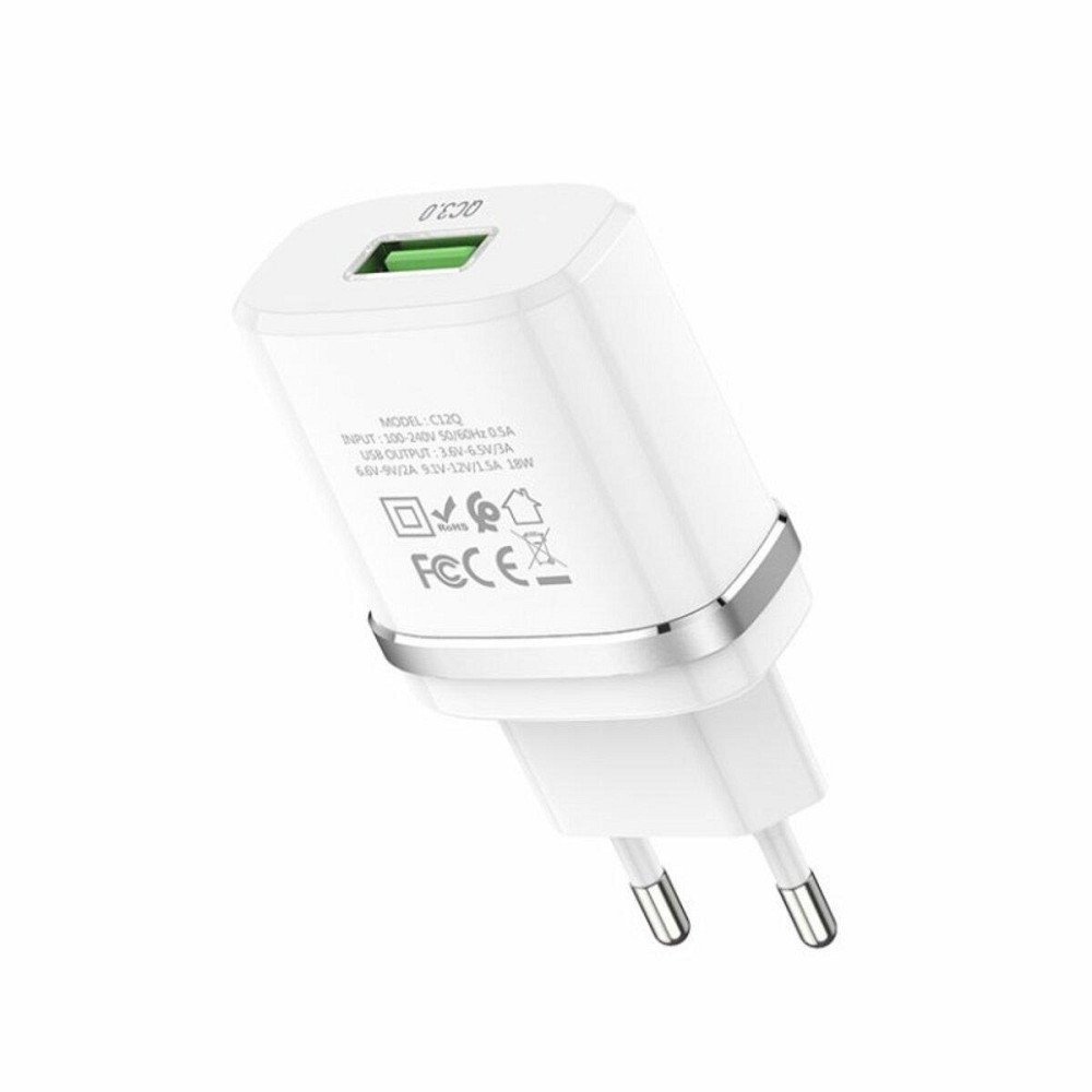 Мережевий зарядний пристрій HOCO C12Q Smart QC3.0 charger, колір білий 6931474716262 Одеса - фото 2