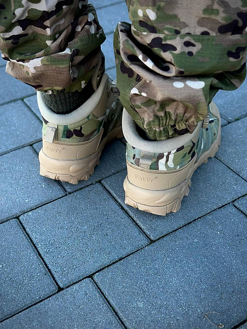 Чоловічі мультикам тактичні демісезонні черевики з автошнурком, міцне військове взуття весна-осінь Львів - фото 4