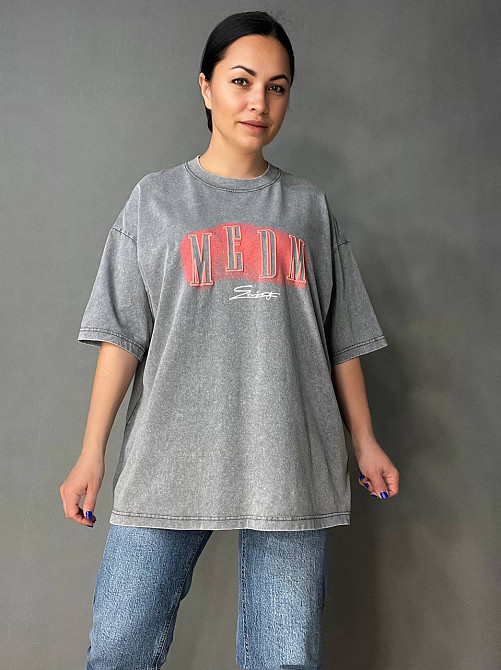 Футболка женская YUJIE YISHANG 160 оверсайз тай-дай большие размеры, серый, one size Киев - изображение 8