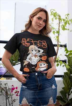Футболка з аніме принтом Аніме Гірл Хімоуто Умару оверсайз (S/M/L) Чорний AnimeJ0381 Дніпро