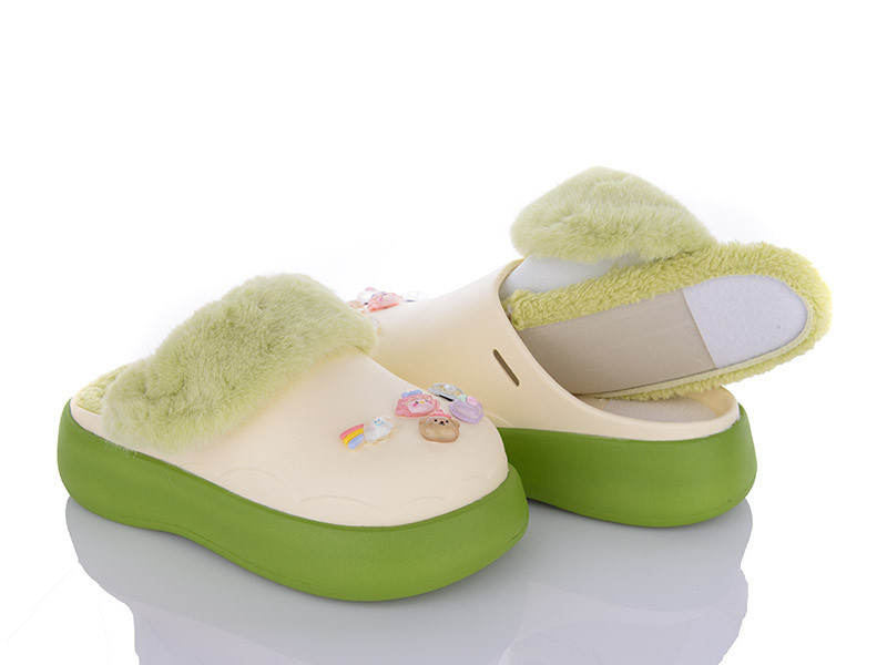 Тапочки жіночі теплі закриті на платформі крокси зелені 38 39 Одеса - фото 3