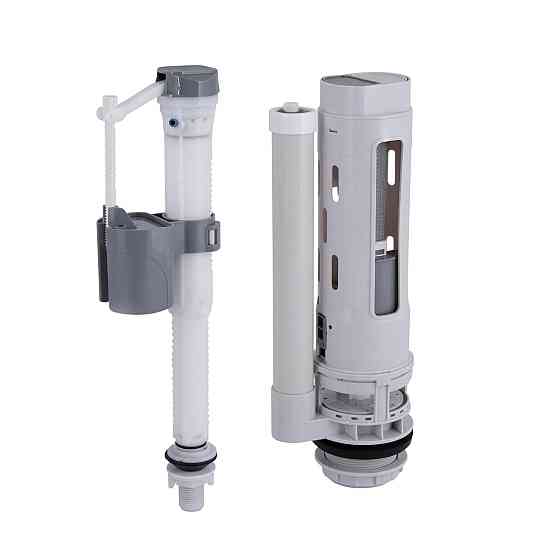 Qtap HY3 (Nando) комплект арматуры для бачка унитаза с двойной круглой кнопкой смыва 4,8 см и клапаном нижней подачи воды, 3/6L Киев