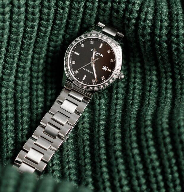 Часы женские механические Carnival Luiza Black Flower (2 ремешка) Винница - изображение 4