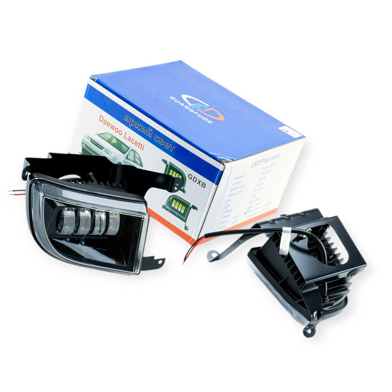 Фара Lacetti седан универсал LED 80W 6000K 4 диода, белый, желтый (к-кт 2 шт) противотуманная Мукачево - изображение 1