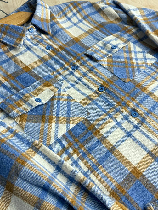 Сорочка жіноча YZY 223 картата оверсайз тепла байка, блакитний, one size Київ - фото 17