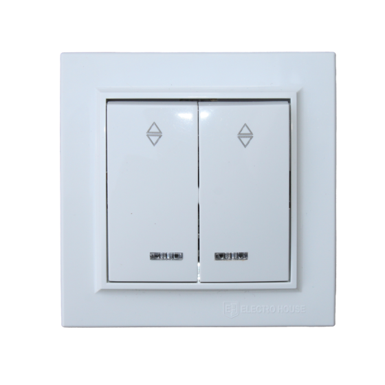 Выключатель двойной проходной с подсветкой, Enzo белый Днепр