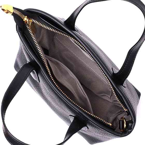 Містка сумка з двома ручками з натуральної шкіри Vintage 22286 Чорна Київ