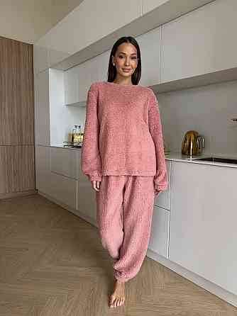 Жіноча затишна піжама двійка: кофта і штани махра тедді Одеса