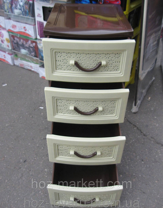 Пластиковый комод на 4 ящика бежево-коричневый Харьков - изображение 4