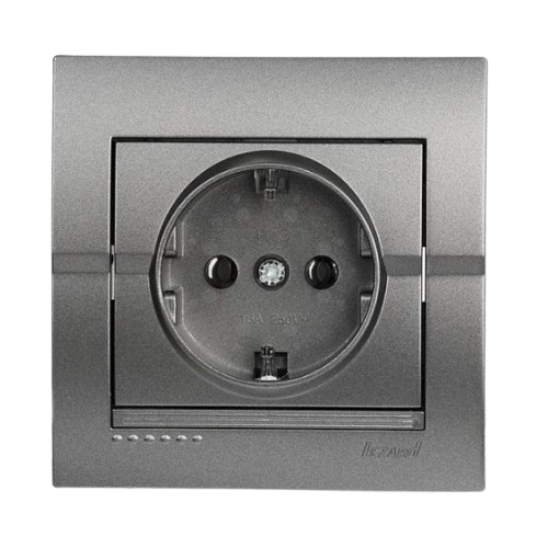 DERIY темно-сірий металік Розетка внутрішня із заземленням Лезард Житомир - изображение 1