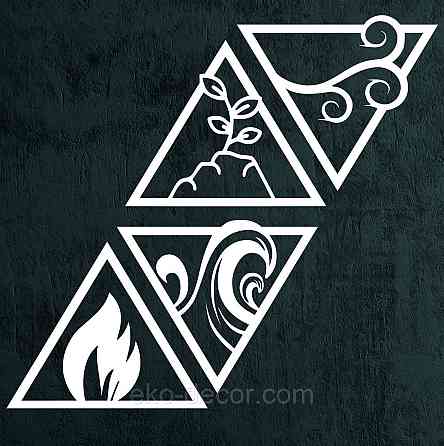 Декоративное настенное Панно «Огонь-вода-земля-воздух» Декор на стену 35*42 см (4 шт.), Белый Киев