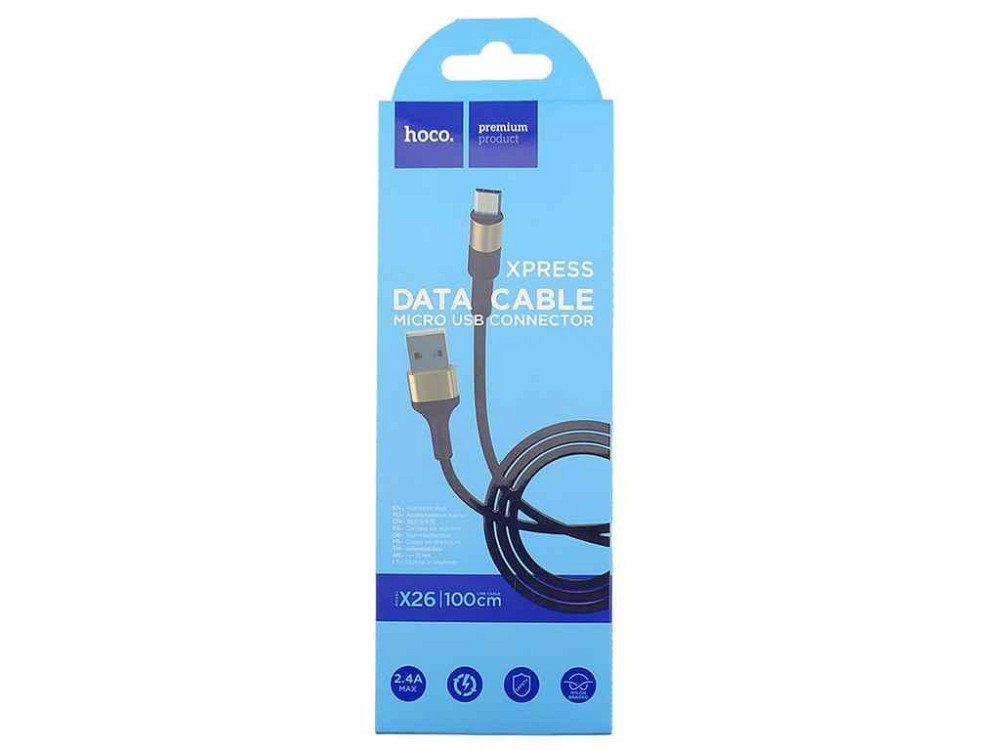 Кабель microUSB X26 тканевий золотой 1м ТМ Hoco Київ - фото 1