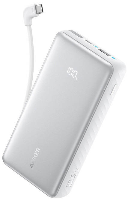Портативний зарядний пристрій Anker - 10000 mAh 22.5W Built-In USB-C Cable White (7227886) Київ - фото 3