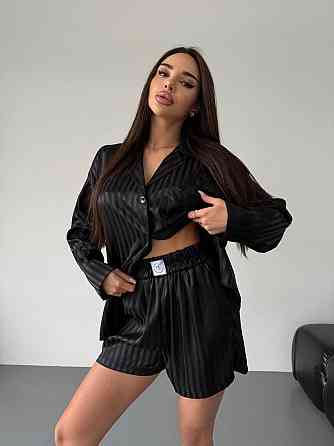 Женская стильная повседневная домашняя пижама двойка шелк армани Одесса