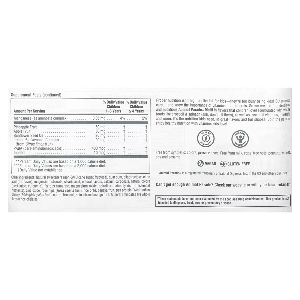 Вітаміни для дітей Nature's Plus Animal Parade Multi-Vitamin and Mineral 180 жов таб Кавун Київ - фото 3