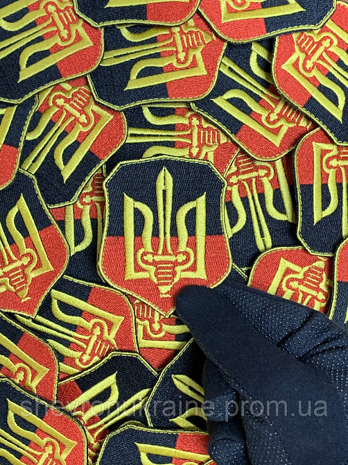 Шеврон Трезубец Меч (Форма щит. На липучке) Размер 8x6.5см Киев - изображение 4