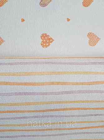 Шпалери вінілові на флізеліні AdaWall Ada Kids метрові дитячі смуги хвилясті жовтогарячі бузкові жовті Київ