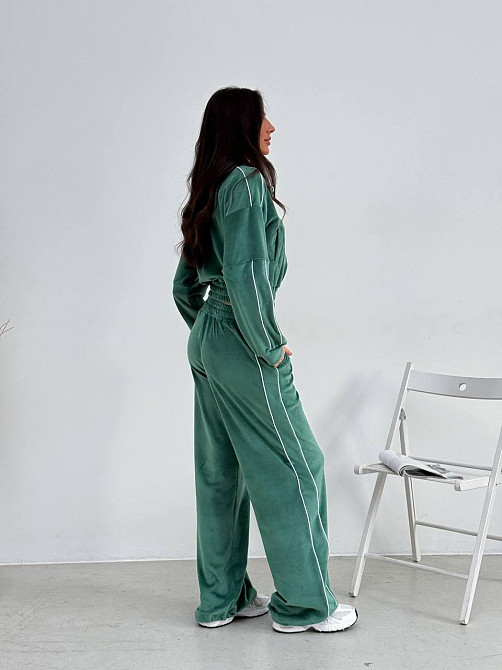 Велюровый костюм с лампасами Зелёный 48/52 Харьков - изображение 7