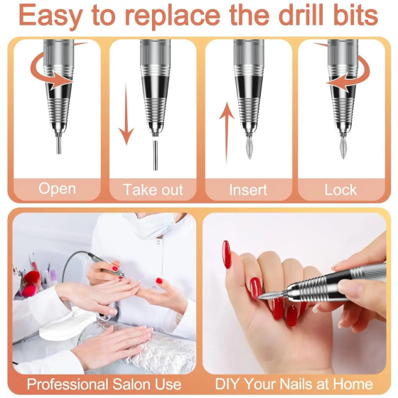 Уцінка Електричний фрезер для манікюру NAILGIRLS T18 35000 об/хв, акумуляторний, 11 фрез, професійний для гелю та акрилу Київ