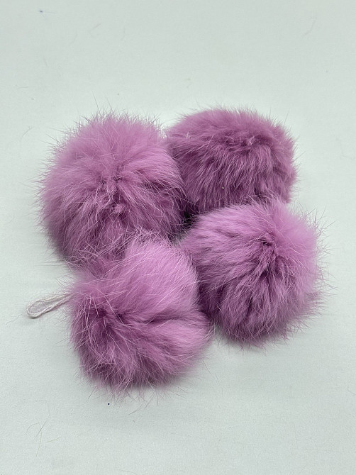 Помпони на дитячу шапку з натурального хутра кролика 7-8 см Рожевий 2 Харків - фото 4