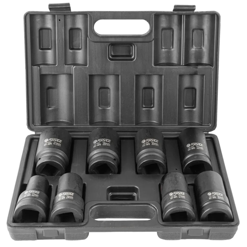 Набір головок ударних глибоких 8пр. 1" 12-гранна (22-41мм) Forsage F-8081-9MPB Одеса - фото 2